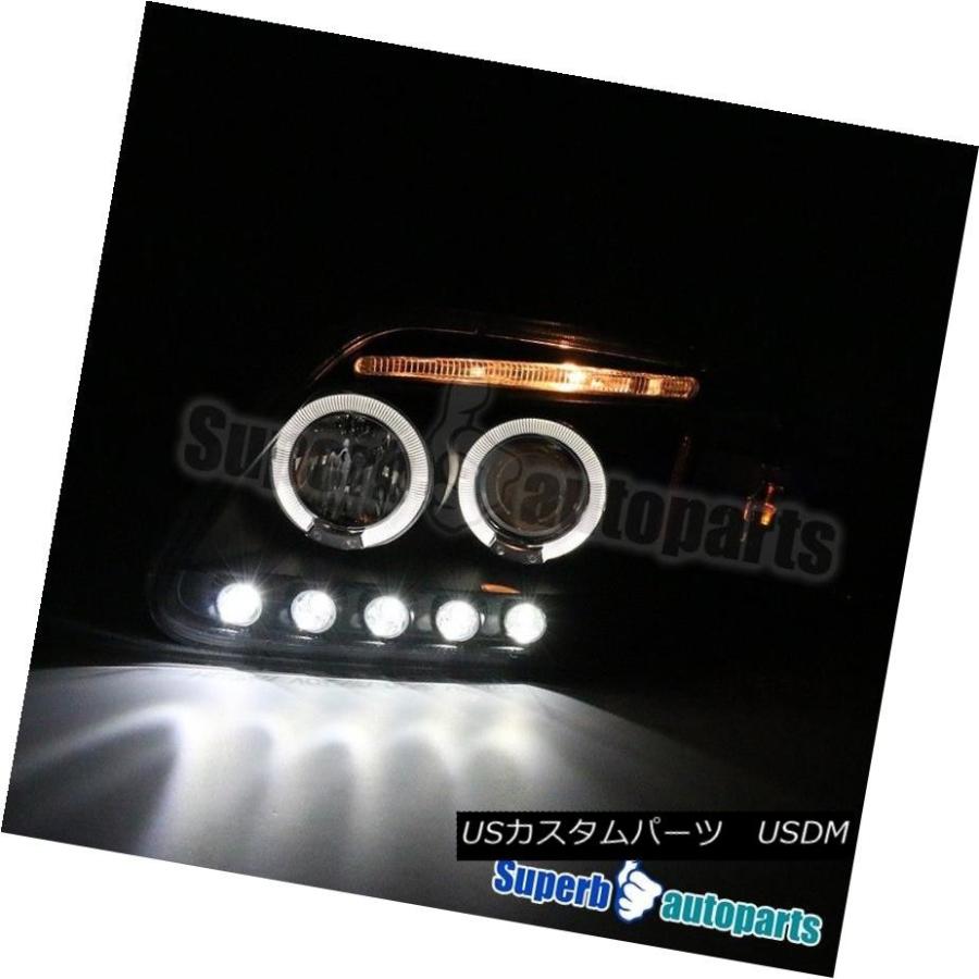 ヘッドライト 1997-2003フォードF150遠征ヘイローLEDプロジェクターヘッドライトターンシグナルブラック 1997-2003 Ford F1の画像