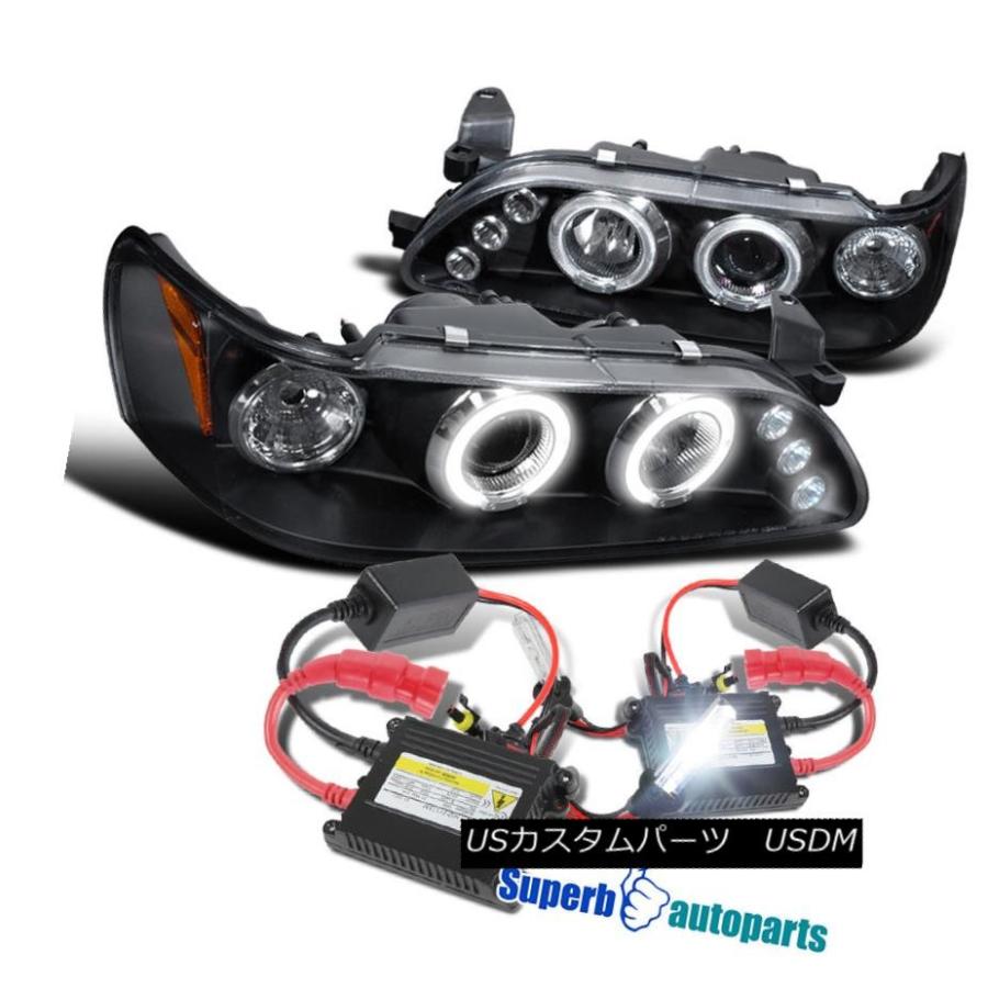 ヘッドライト 1993-1997トヨタカローラLEDハロープロジェクターヘッドライトブラック+ H1スリムHIDキット 1993-1997 Toyot