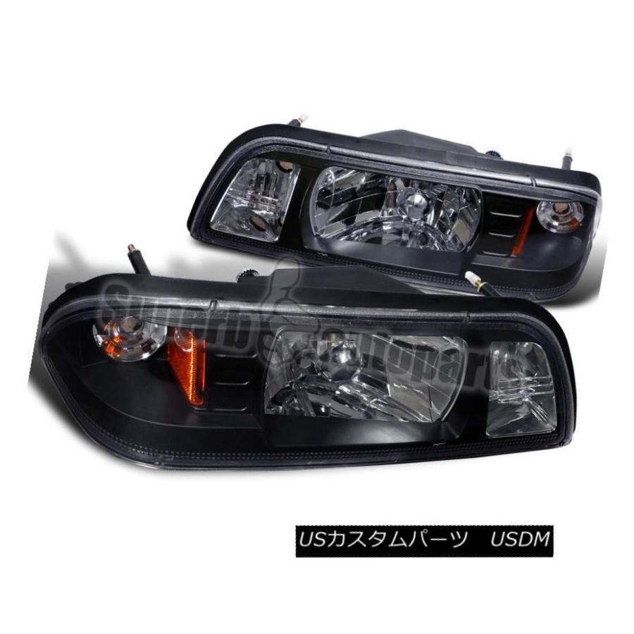 ヘッドライト 1987-1993 Ford Mustang 1PCヘッドライトコーナーランプブラックペア 1987-1993 Ford Mustang