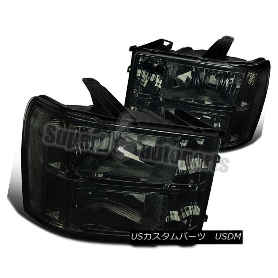 ヘッドライト 2007-2013 GMC Sierraピックアップスモークレンズヘッドライトクリア 2007-2013 GMC Sierra Pick