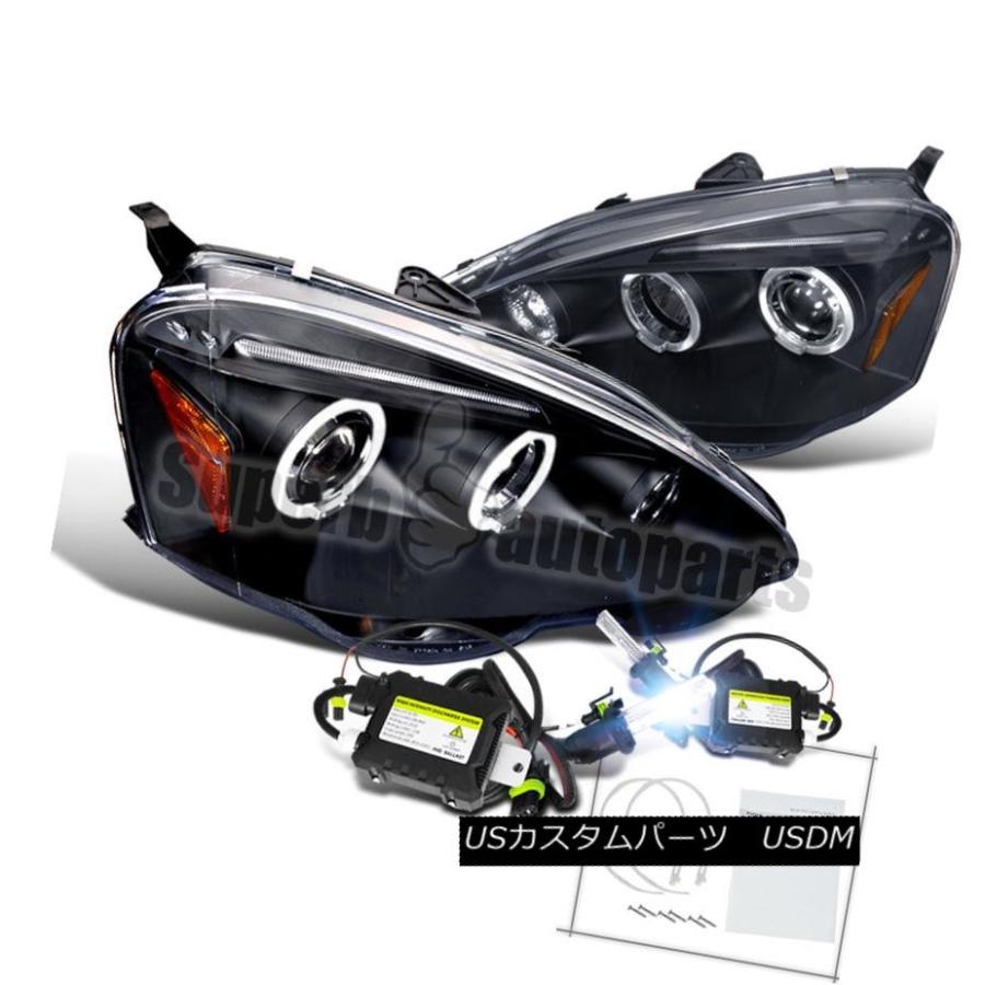 前照灯 2002-2004 Acura RSX Halo LED映写機前照灯JDM Black + H1か細いHID一揃いの道具 200
