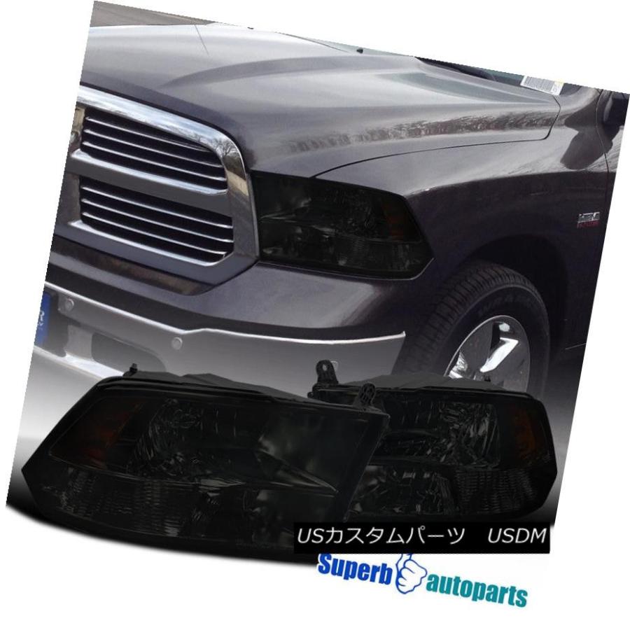 ヘッドライト 2009-2017 Dodge Ram 1500 2500 3500ユーロクワッドヘッドライトヘッドランプスモーク 2009-2017