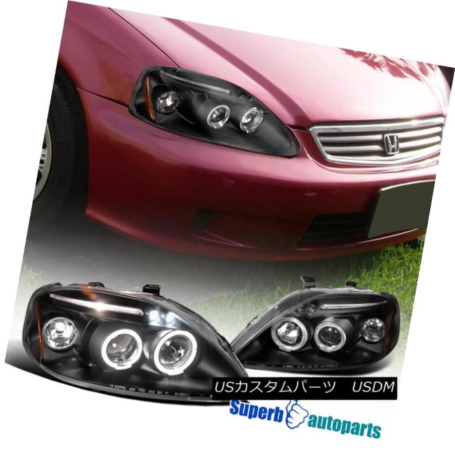 ヘッドライト 1999-2000 Civic Dual Halo LedプロジェクターヘッドライトランプBlack SpecD Tuning For