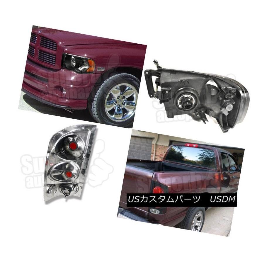 ヘッドライト 2002-2005 Dodge Ram 1500 2500 3500ユーロヘッドライト+ 3Dレトロテールブレーキランプブラック 200の画像