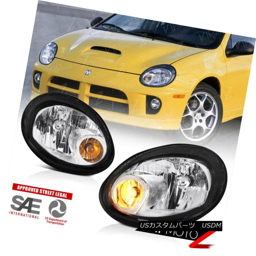 ヘッドライト 2003-2005ダッジネオンRT SXT SRT4 LE SEブラックフロントヘッドライトLEFT + RIGHTアセンブリ 2003