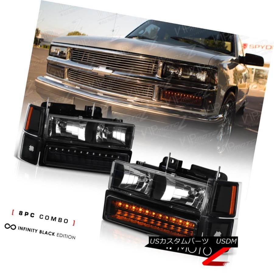 ヘッドライト 94-98 Chevy Tahoe /郊外 / Silverado Blackヘッドランプ+バンパー r駐車ライ