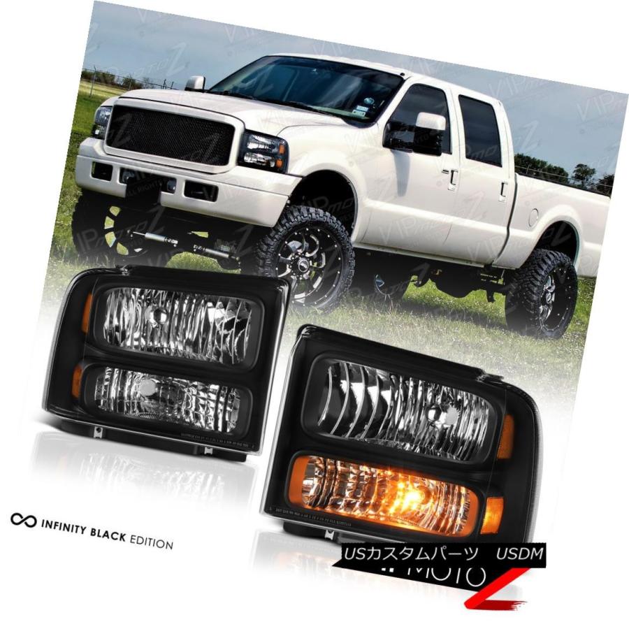 ヘッドライト 2005-2007 Ford F250 F350 F450 SuperDuty SDブラックフロントヘッドライトアセンブリペア 2005