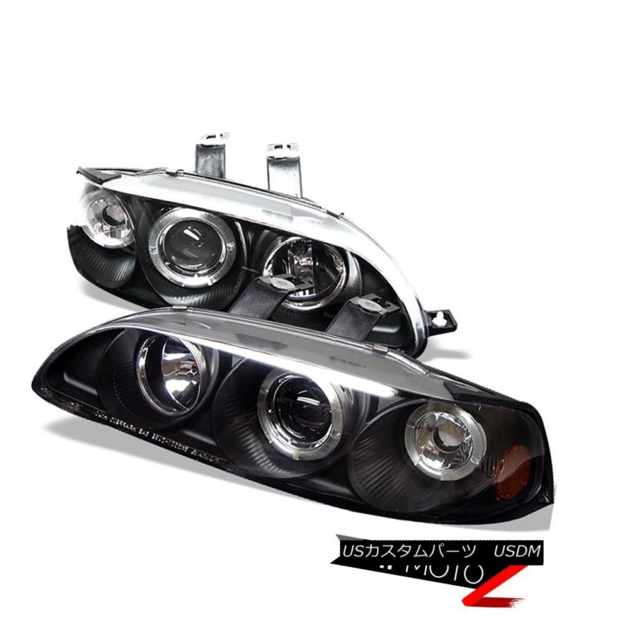 ヘッドライト 92-95ホンダシビック2 / 3DR JDMブラックプロジェクターヘッドライトアンバーコーナー信号ランプ 92-95 Honda Ci