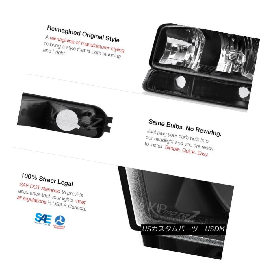 ヘッドライト 1999-2006 GMC Sierra 1500 2500 Yukon XLブラックヘッドライトバンパーランプ交換 1999-2006の画像