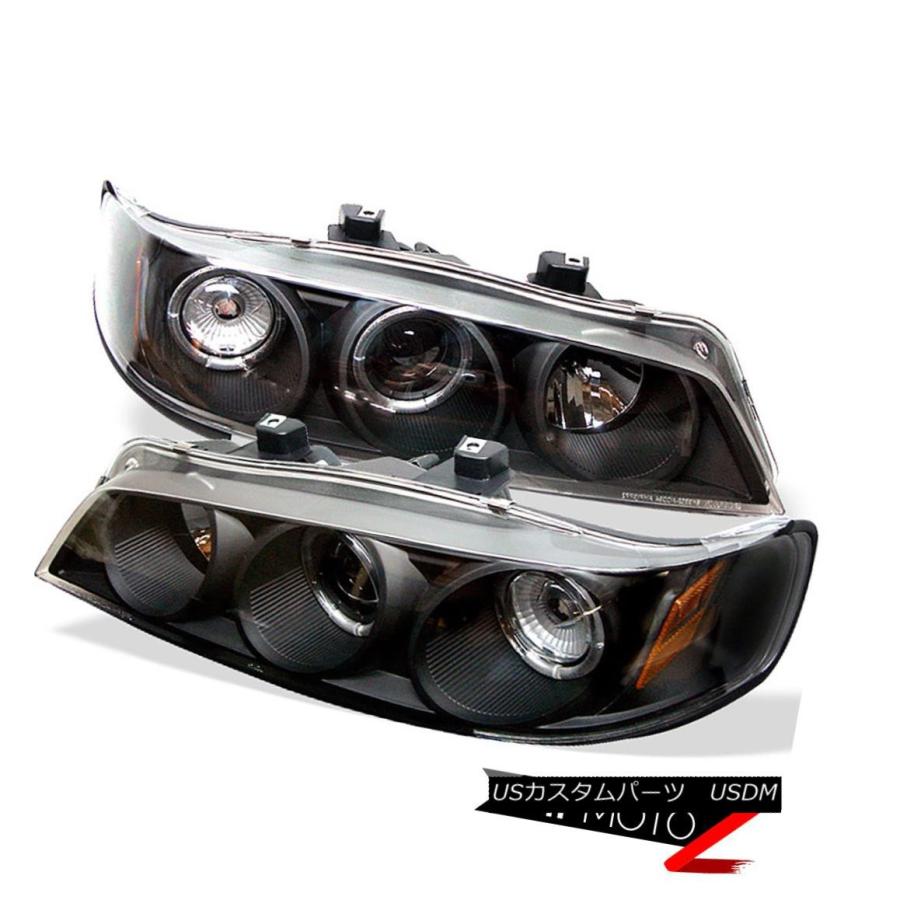 ヘッドライト 新しいツインハロープロジェクターJDMブラックヘッドライトアンバーランプ94-97アコード2 / 4DR New Twin Halo P