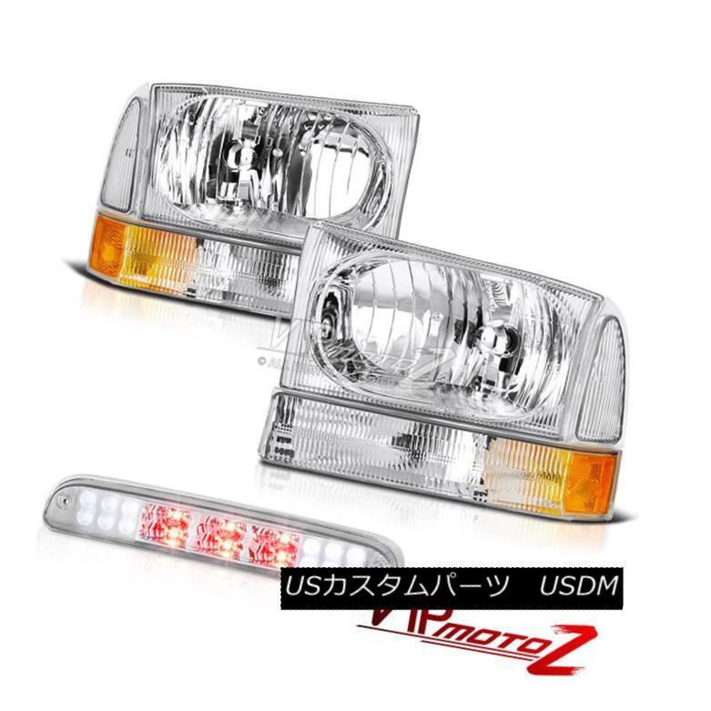 ヘッドライト 99-04 Ford SuperDutyペアクロームヘッドライトコーナーランプハイストップLEDクローム 99-04 Ford Supe