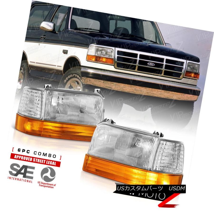 ヘッドライト [FACTORY STYLE 6PC] 1992-1996 Ford Bronco F150 F250 F350ヘッドライトアセンブリ