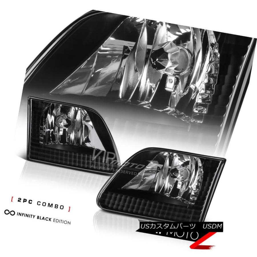 ヘッドライト 1997-2003フォードF150キングランチマットブラックヘッドライトコーナールーフブレーキカーゴLED 1997-2003 Fordの画像