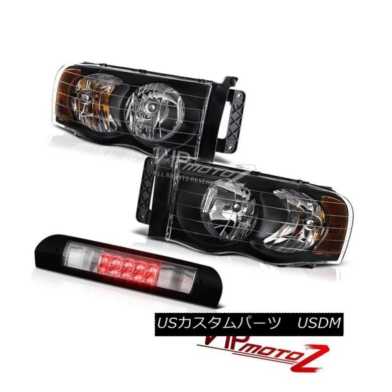ヘッドライト ペアブラックヘッドライトクローム第3ブレーキLEDランプ02 03 04 05 Ram 2500 Pair Black Headligh