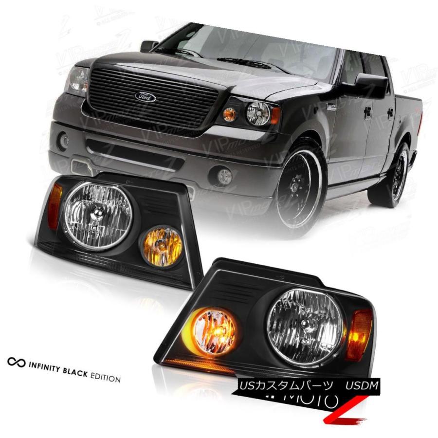 ヘッドライト 04-08 Ford F150 Lariat InfinityブラックヘッドランプハイストップランプファクトリースタイルLED 04-0の画像