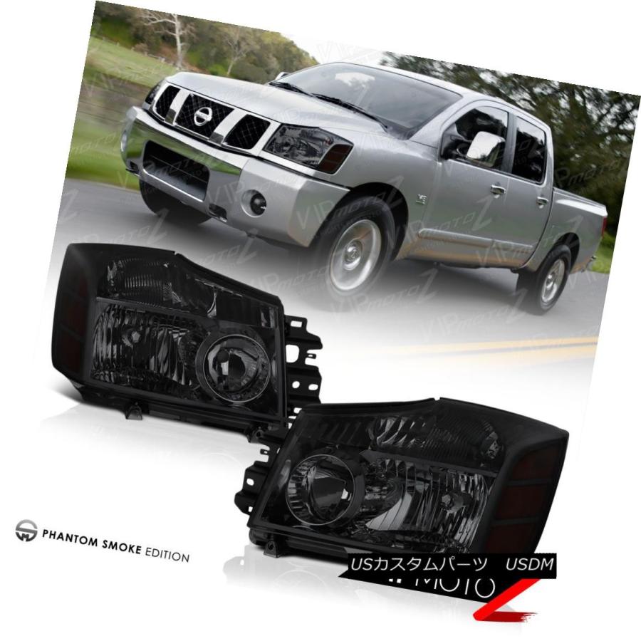 ヘッドライト 2004-2015のための煙タイタンV8 5.6Lダークフロントヘッドライト04-07 Armada LEFT + RIGHT SMOK