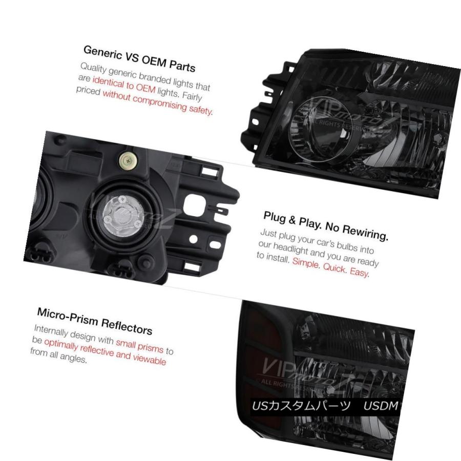 ヘッドライト 2004-2015のための煙タイタンV8 5.6Lダークフロントヘッドライト04-07 Armada LEFT + RIGHT SMOKの画像