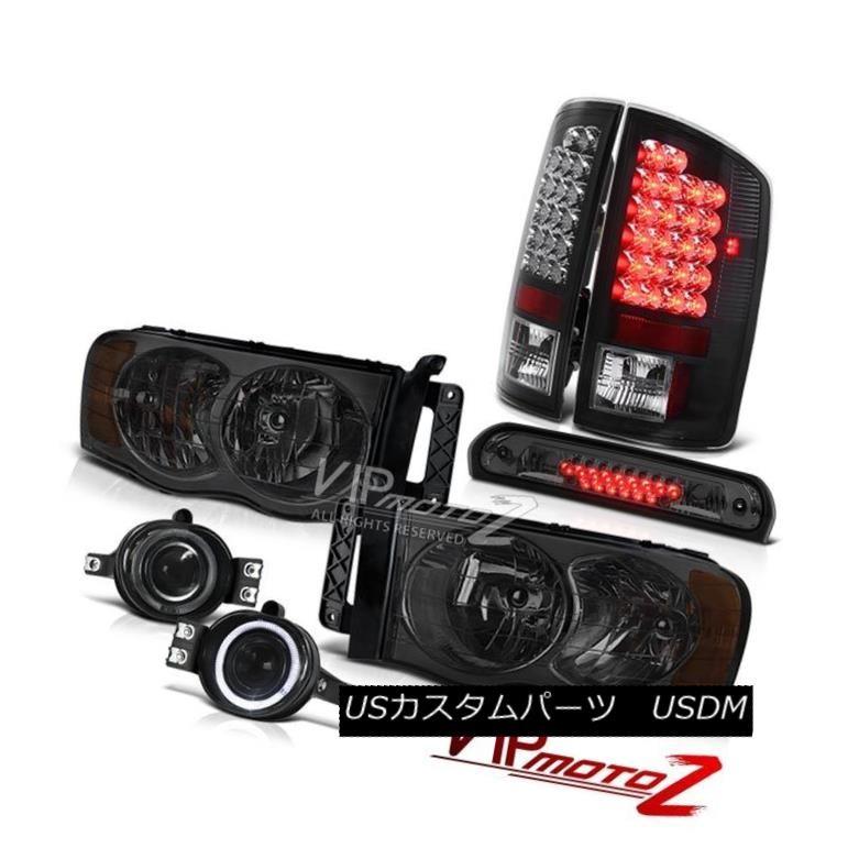 前照灯 02-05ダッジラムスモークヘッドライトブラックブレーキライトグラスフォグルーフストップLEDティント 02-05 Dodge Ram 自動車-その他ライト-ライト、レンズ