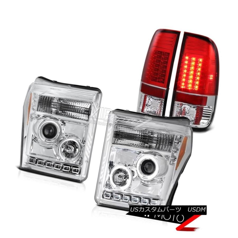 前照灯 2011-2016 Ford F250スーパーデューティレッドクリアテールランプスターリングクロームヘッドライト 2011-2016 F その他ライト-自動車