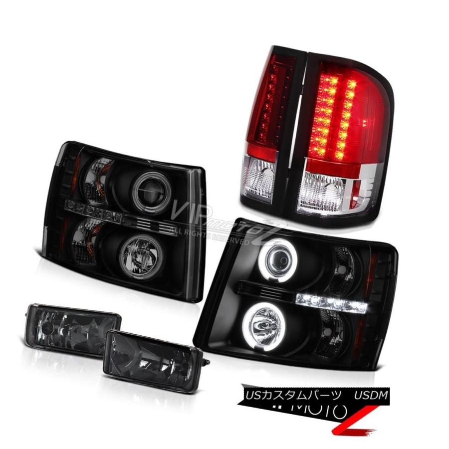 前照灯 2007-2013 Silverado 1500 Smoke Dual CCFL Halo前照灯LEDテールランプフォグLH + 車、バイク、自転車-その他ライト-自動車