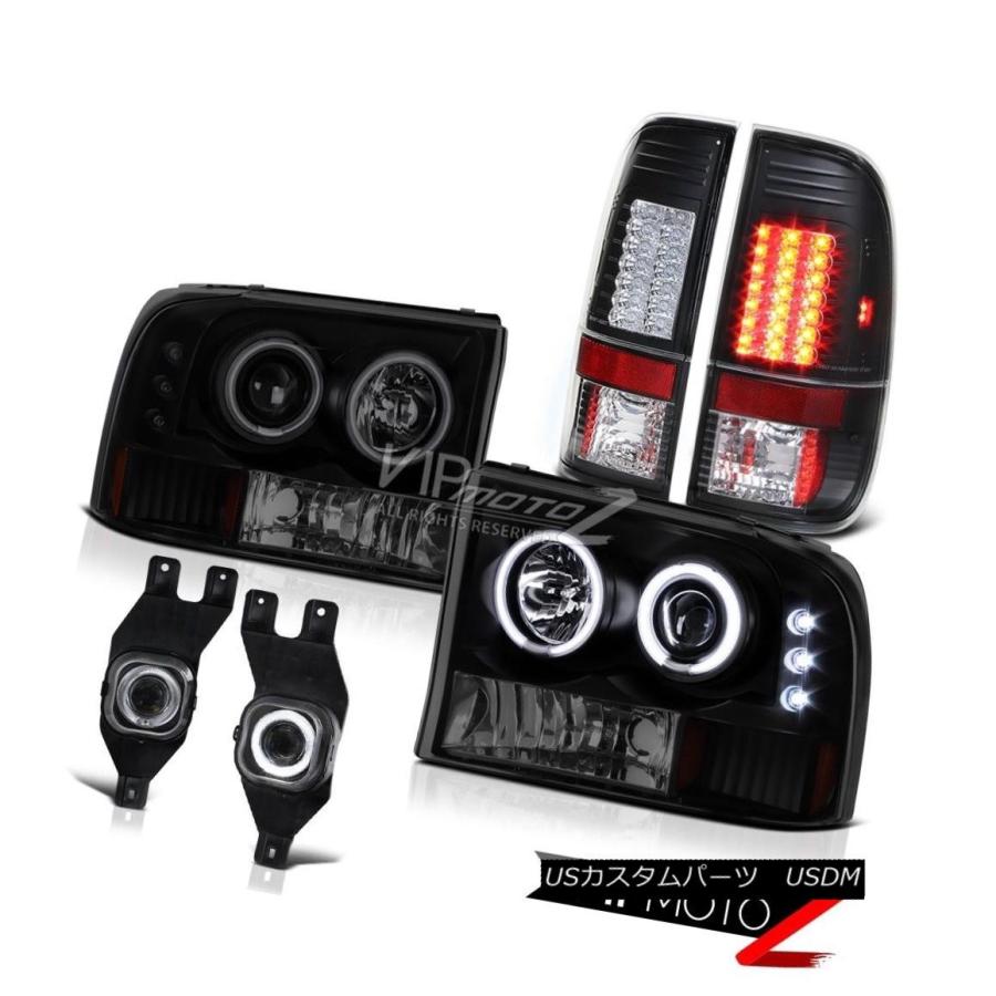 前照灯 99-04 Ford F250 F350 F450 4x4黒いことCCFL HaloヘッドライトブレーキライトTaillamp Fog ライト、レンズ-車、バイク、自転車-その他ライト