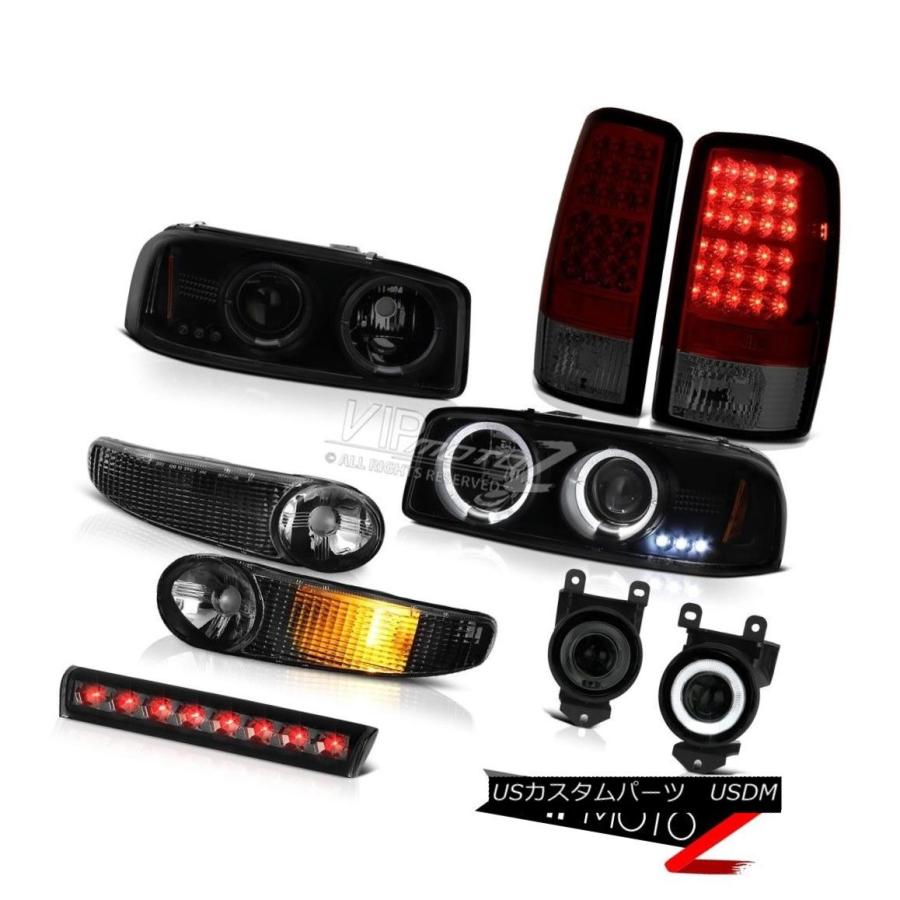前照灯 デュアルヘイローヘッドライトスモークパーキングLEDテールライトフォグハイブレーキ01-06ユーコン6.0L Dual Halo Hea 自動車-その他ライト-車、バイク、自転車