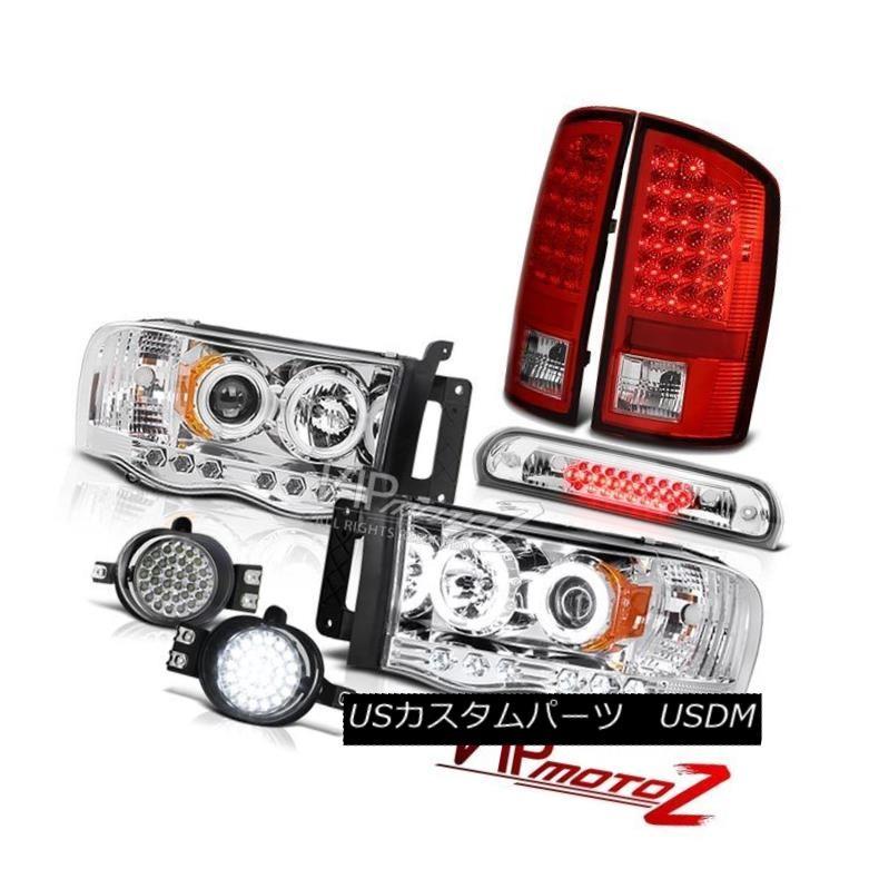 前照灯 2002-05 Ram 2500 CCFLハローヘッドライトレッドLEDテールライトフォグランプクローム第3打ちきり 2002-05 R その他ライト-車、バイク、自転車-ライト、レンズ