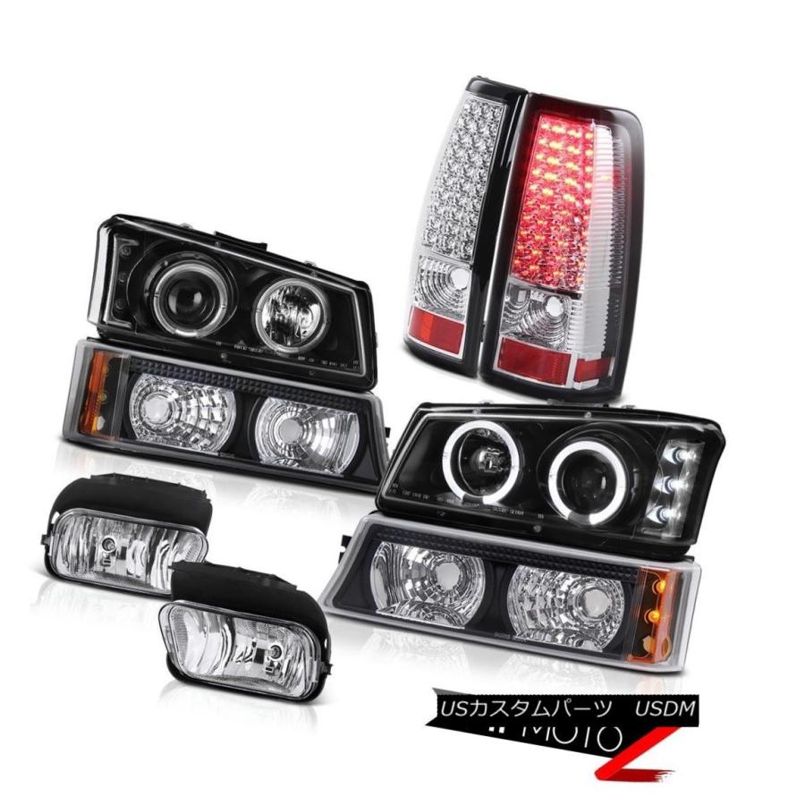 前照灯 2003-2006 Silverado 4.3LプロジェクターブラックヘッドライトブレーキランプテールライトFoglamp 2003-2 自動車-その他ライト