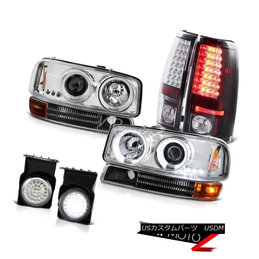 前照灯 Halo ClearヘッドライトブラックパーキングLEDテールライトバンパーフォグ04-06 GMC Sierra Halo Clear 自動車-ライト、レンズ-車、バイク、自転車