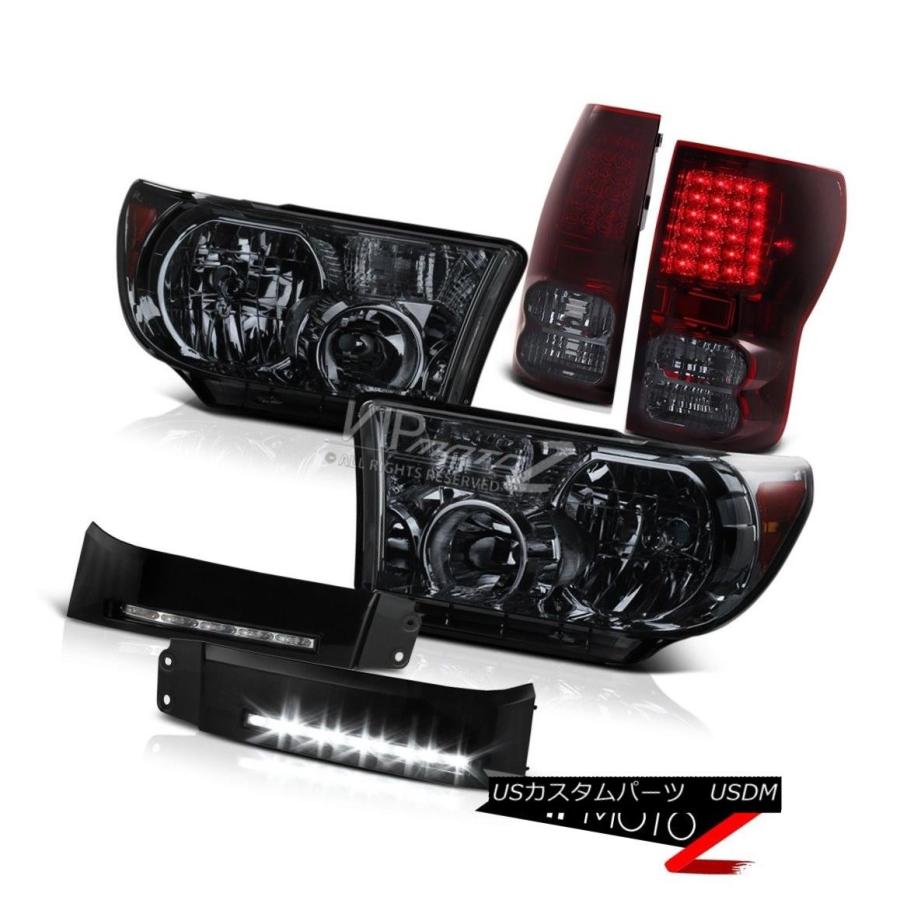 前照灯 07-13米トンドラピックアップトラックワインレッドブレーキランプテールライトヘッドライトスモークDRL LED 07-13 Tundra 自動車-車、バイク、自転車