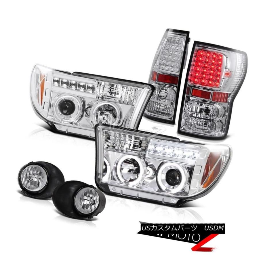 前照灯 Chromeプロジェクターハローヘッドランプ+ Ledテールランプ+ Fog照明ランプToyota Tundra 07-13 Chrome 自動車-ライト、レンズ