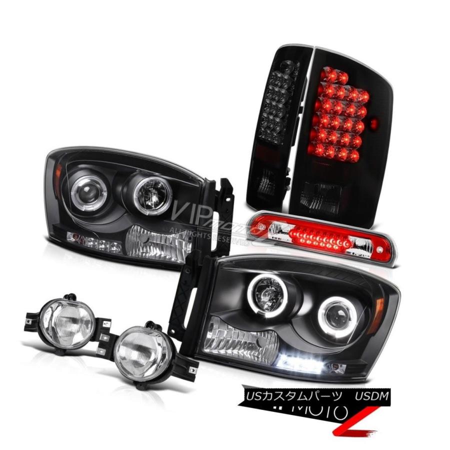 前照灯 07 08 Ram Hemi Twin Halo LEDヘッドライトスモークブレーキランプフォグ大屋根積貨委託貨物の動かす 07 08 Ram ヘリウム ライト、レンズ-その他ライト-車、バイク、自転車