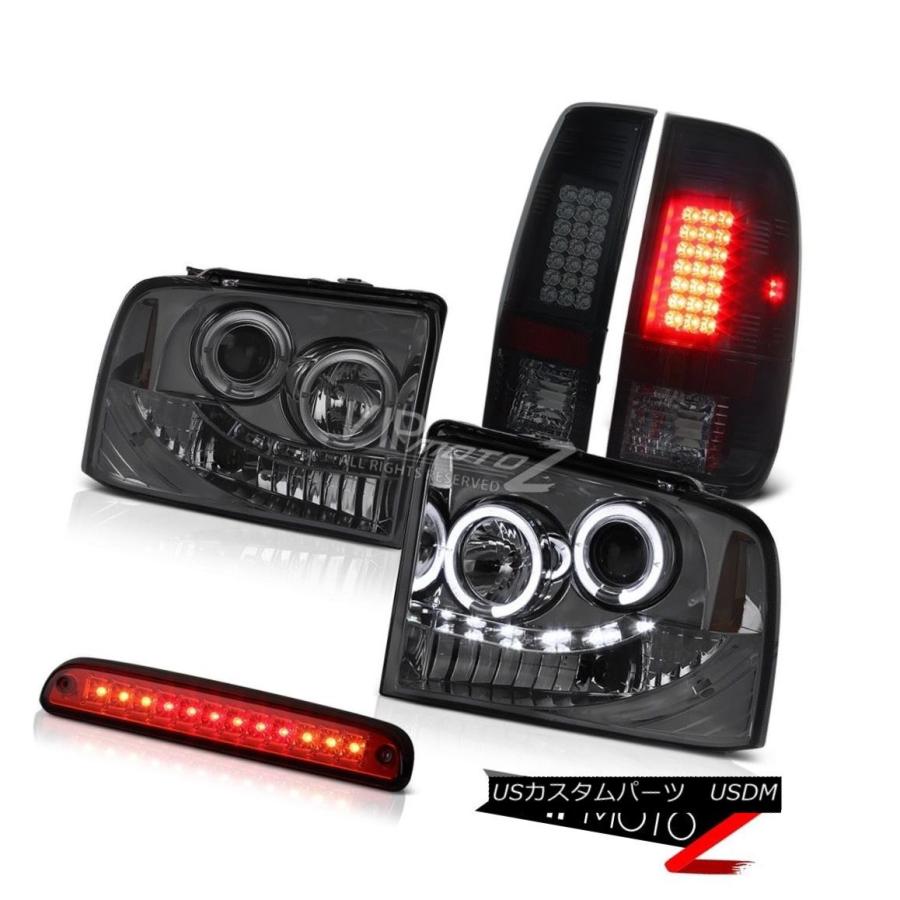 前照灯 西洋ナシ煙ハローヘッドライトフィリップSuperFlux LEDテールライトカーゴ05 06 07 F250 XLT Pair Smoke 車、バイク、自転車-その他ライト
