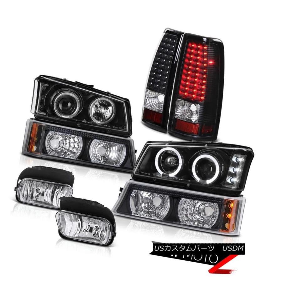 前照灯 Halo RimヘッドライトブラックバンパーテールライトFoglamps 2003-2006 Silverado 3500固定ディスク Halo 自動車-車、バイク、自転車-ライト、レンズ