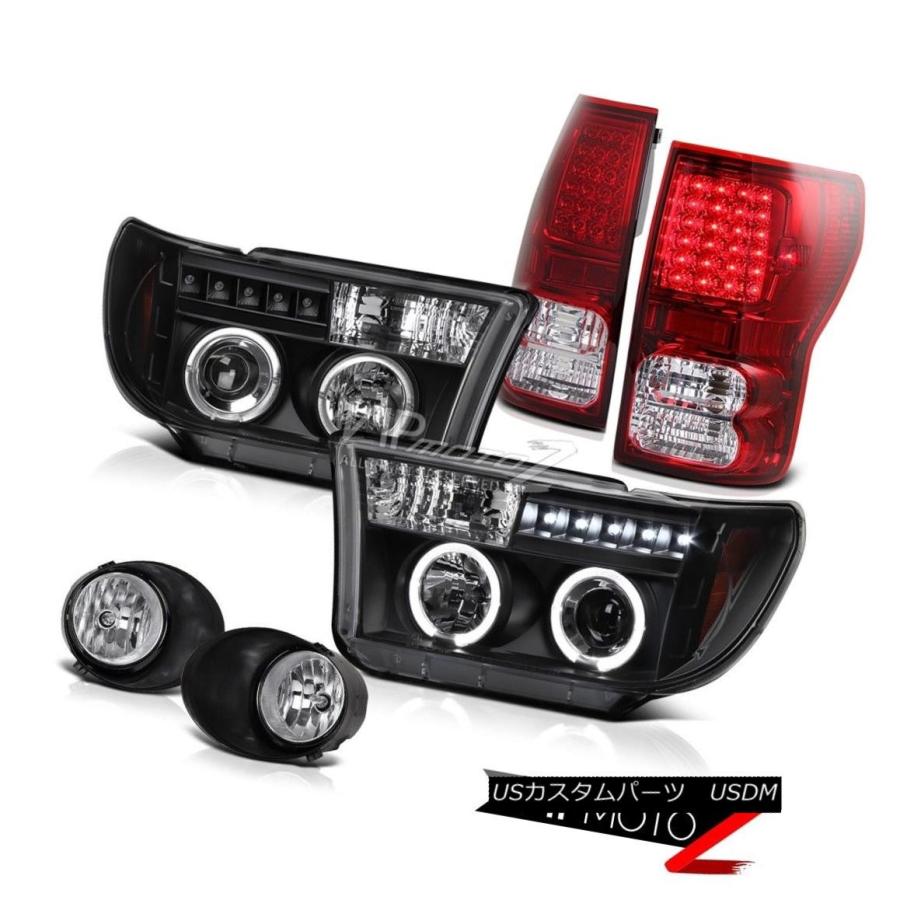 前照灯 ブラックハロープロジェクターヘッドライト+ Ledテールランプ+ Fog照明ランプToyota Tundra 07-13 Black Hal 自動車-車、バイク、自転車