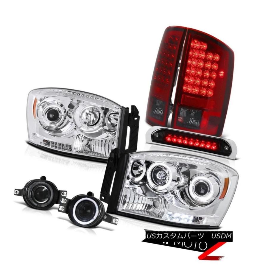前照灯 前照灯Halo DRL LED赤いこと煙テールライトフォグブラック3rd打ちきり06 Dodge Ram Headlights Ha ライト、レンズ-車、バイク、自転車-その他ライト
