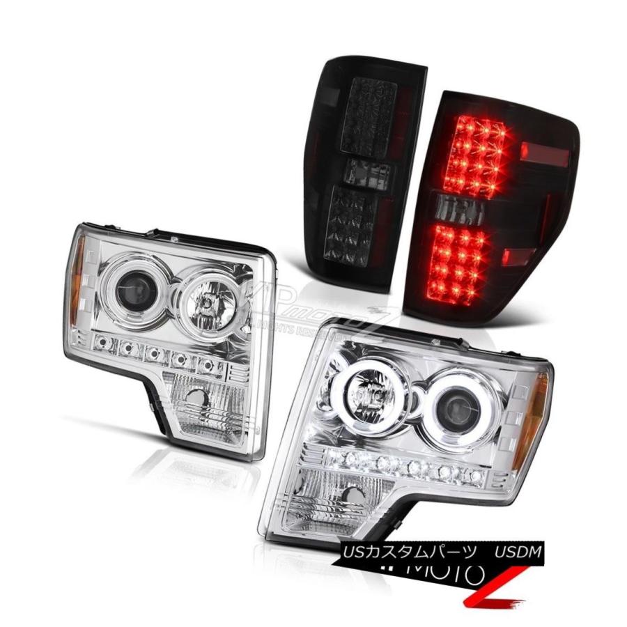 前照灯 [AWESOME] CCFLプロジェクターヘッドランプSMOKED後押しLEDテールランプ09-14 F150ラプター [AWESOME] ライト、レンズ-その他ライト