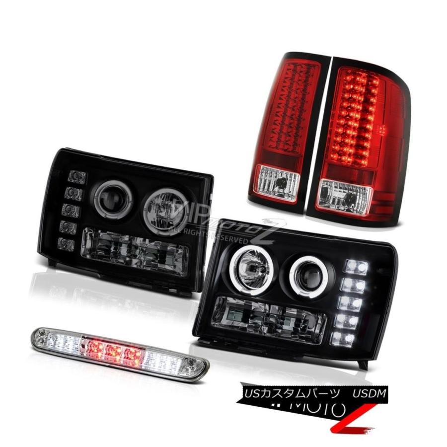 前照灯 07-13 GMC Sierra 4.8L SLE前照灯Halo LEDユーロテールライトルーフストップクローム 07-13 GM 自動車-その他ライト-車、バイク、自転車