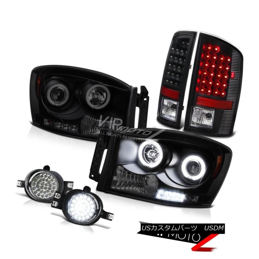 前照灯 2006 Dodge Ram 1500 2500 3500 CCFL Halo RimヘッドライトブラックスモークLEDバンパーフォグ ライト、レンズ-その他ライト-車、バイク、自転車