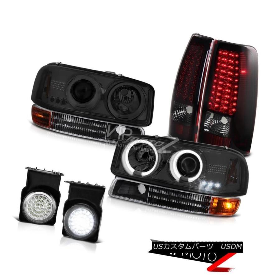 前照灯 煙CCFLハローヘッドランプバンパーLEDリアテールライトトリムフォグ2003 Sierra 5.3L V8 Smoke CCFL Ha 車、バイク、自転車-その他ライト