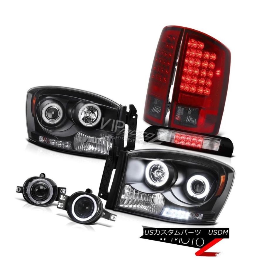 前照灯 人でなしCCFLリングヘッドライトスモーキーレッドタイルランププロジェクターフォグLED 2006 Dodge Ram Devil CCFL 車、バイク、自転車-ライト、レンズ-その他ライト