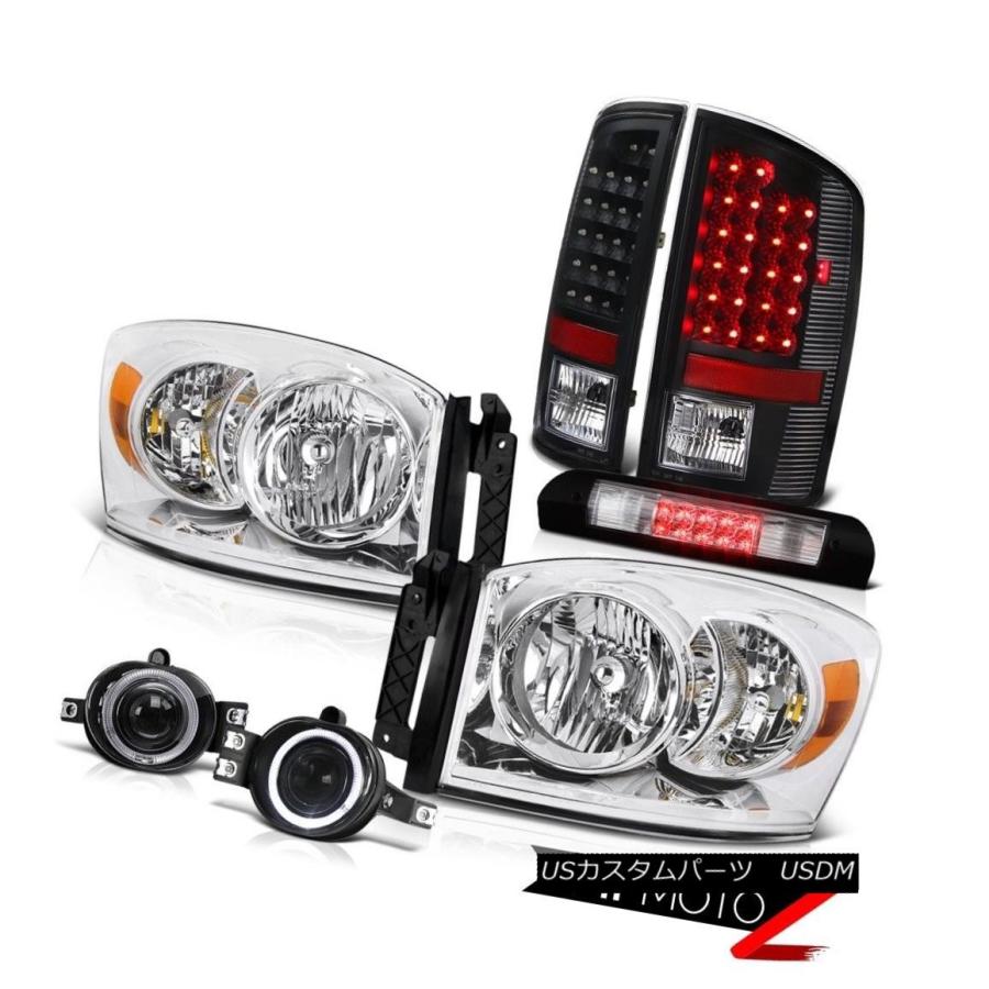ヘッドライト クリアヘッドランプブラックLEDテールランププロジェクターフォグライトブレーキカーゴ2006 Ram V8 Clear Headlamp