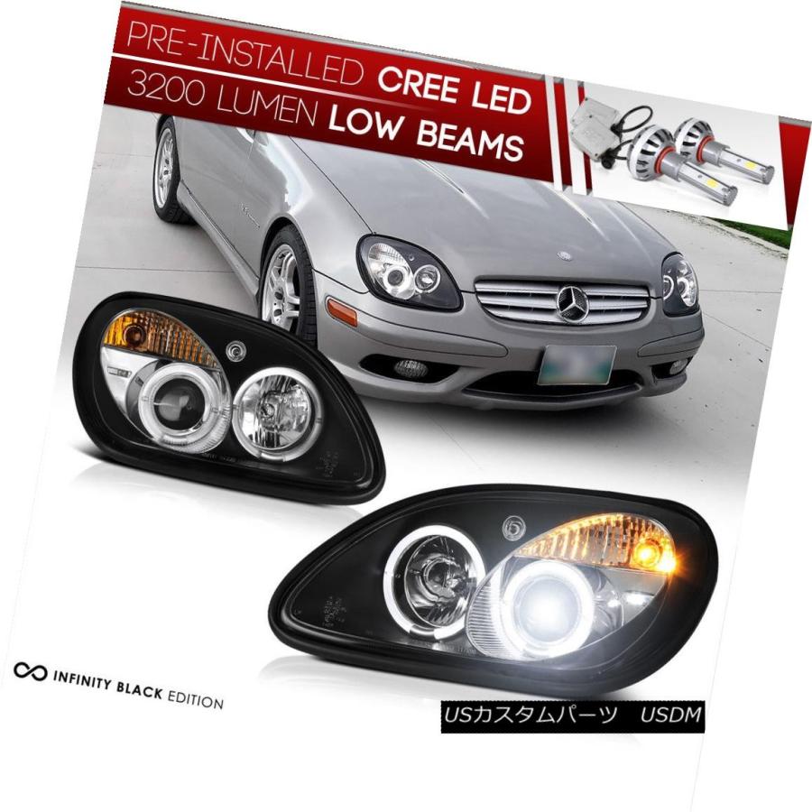前照灯 [LEDインラインロービームの据えつける]耳あたらしいペアデュアルヘイローヘッドランプ98-04 R170 SLK M-BENZ [BUILT-IN 自動車-車、バイク、自転車