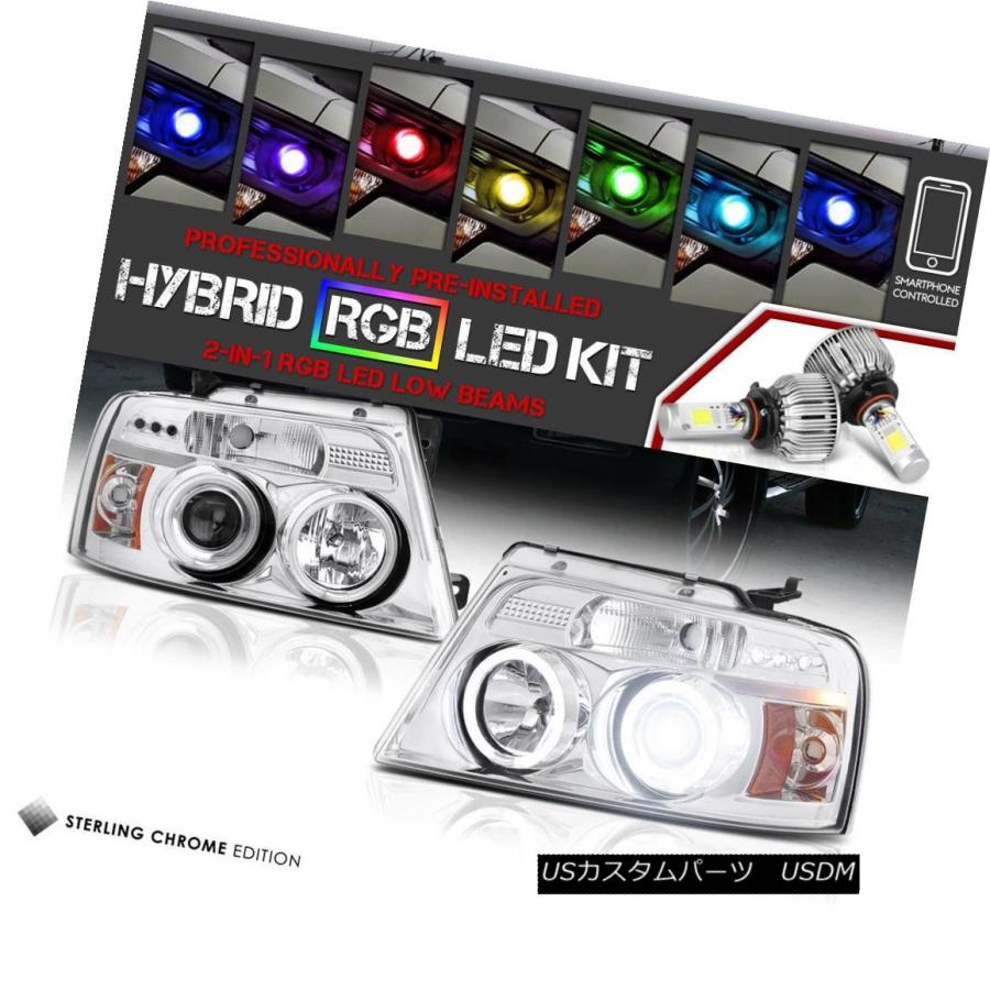 前照灯 [色のうつり変わりLEDロービーム] 04-08 FORD F150取りあつめるC.C.F.Lユーロペアヘッドライト [Color Changi ライト、レンズ-自動車