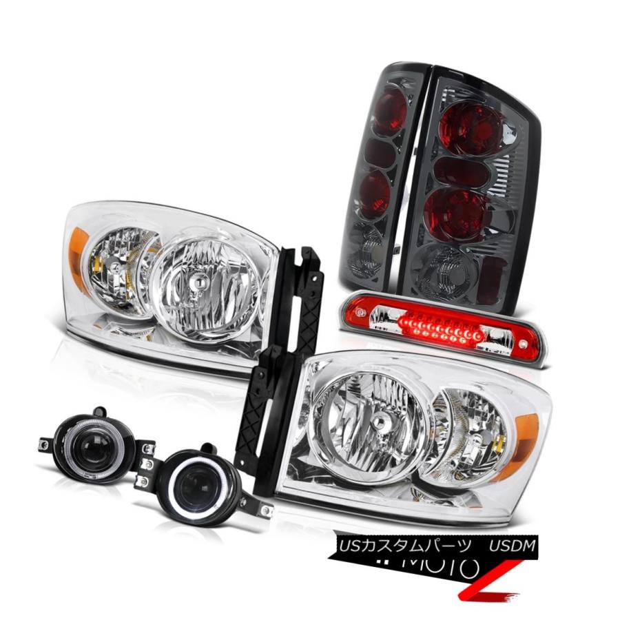 前照灯 ユーロヘッドライトリアライトスモークフォグランプ3rd打ちきり赤いことLED 06ドッジラム Euro Headlights Rear L 自動車-ライト、レンズ-その他ライト