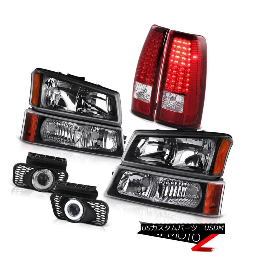 前照灯 ペアブラックヘッドランプ交通信号自動車駐車場SMD後押しテールランプFoglight 03 04 Silverado Pair Black ヘリウム