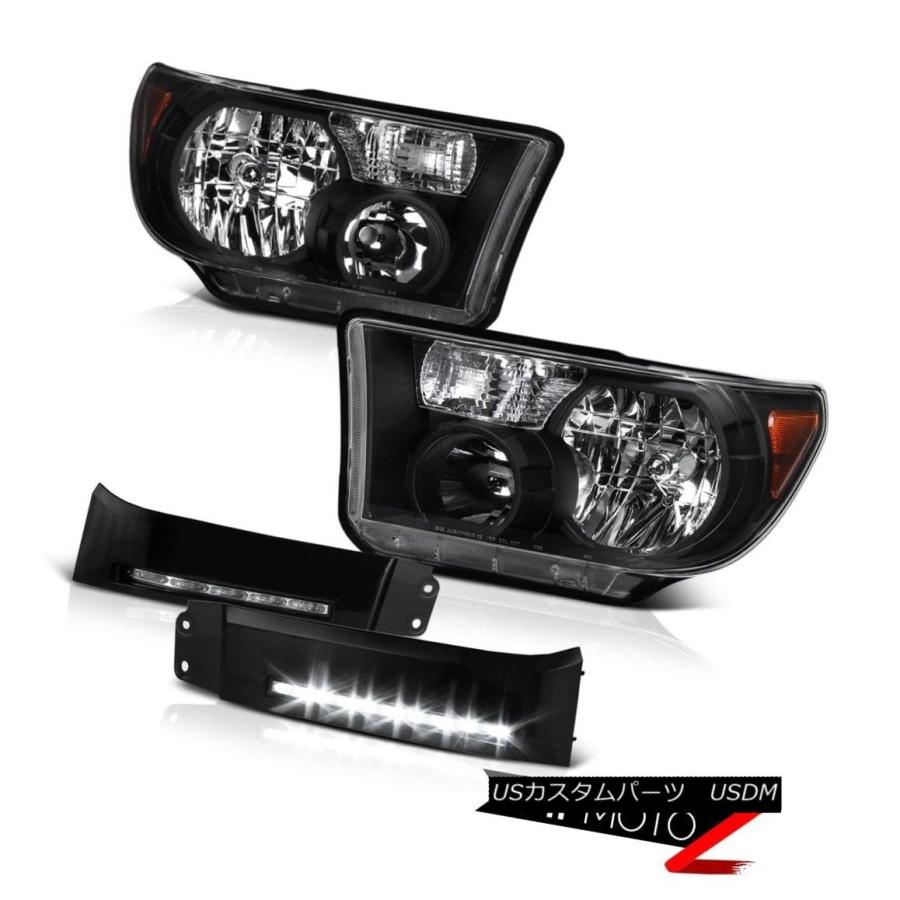 前照灯 工業プラントスタイルブラックアンバーヘッドライトヘッドランプ+ LED DRLフォグライトバーキットトンドラ Factory Style Bla 車、バイク、自転車-自動車-ライト、レンズ