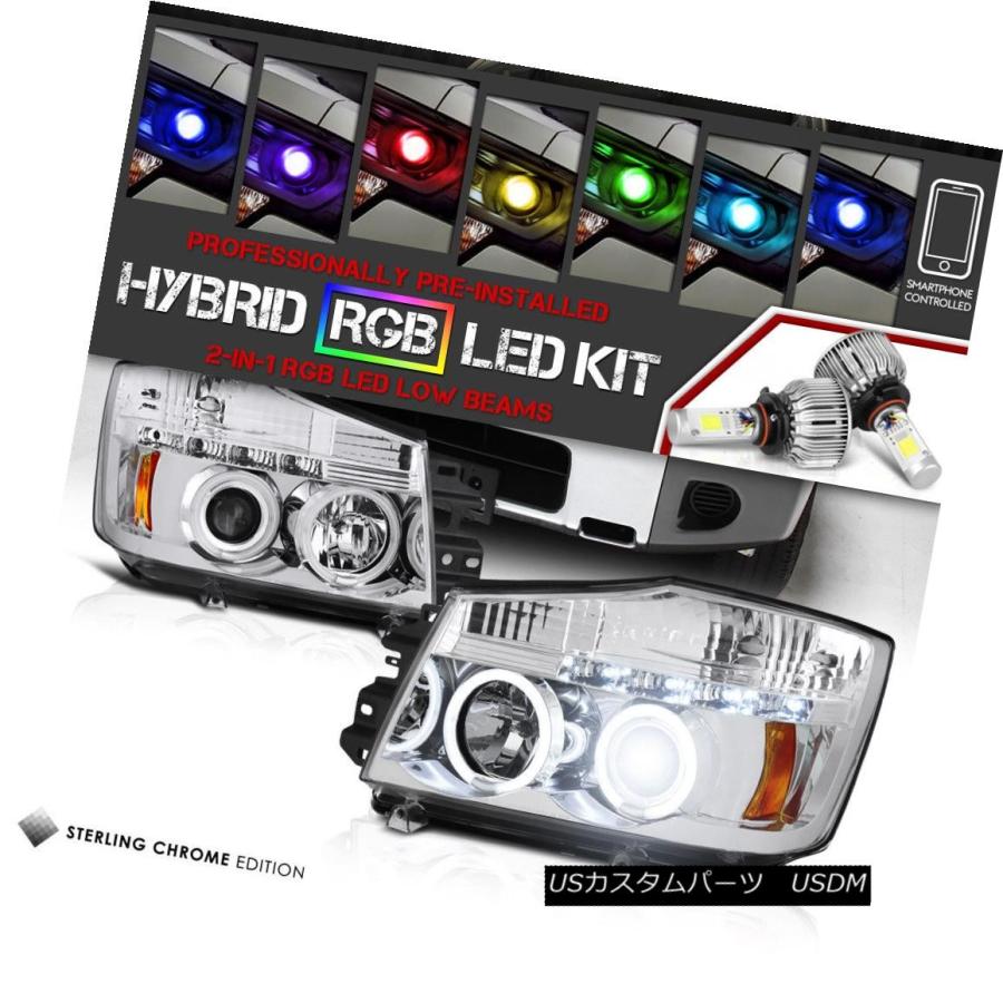 前照灯 [調節する能力のあるな色つやLEDロービーム] 04 + 14タイタントラック用のL + R CCFLユーロヘッドランプセット [Adjustab 自動車-ライト、レンズ