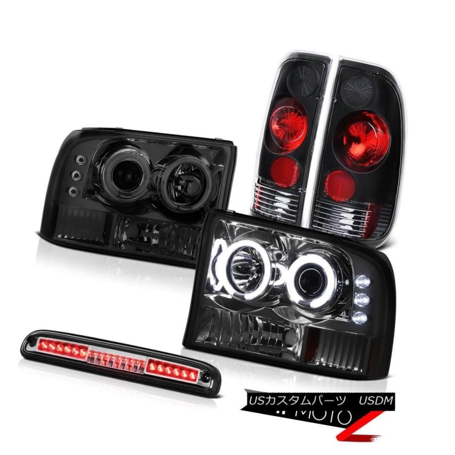 前照灯 螢光ハローヘッドライトブラックテールランプ第3ブレーキカーゴLED 99-04 F350 Fluorescence Halo Headl ライト、レンズ-車、バイク、自転車