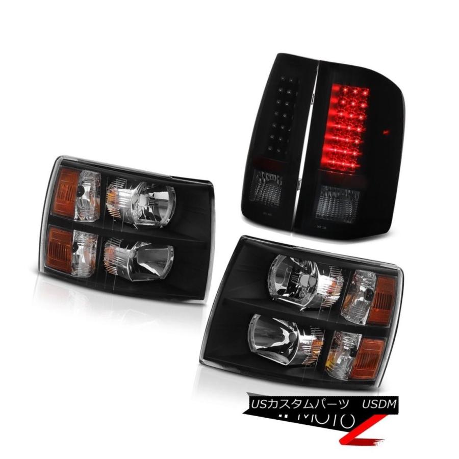前照灯 07-14 GMT900 Chevy Truck黒いことHedlight + {SMOK   ED / BLAC 車、バイク、自転車-その他ライト